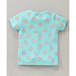 Babyhug Half Sleeves 100% Cotton Vest Floral And Stripe Print Pack Of 3 - Blue Yellow