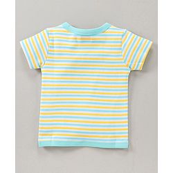 Babyhug Half Sleeves 100% Cotton Vest Floral And Stripe Print Pack Of 3 - Blue Yellow