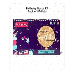 Babyhug Birthday Decor Kit Golden and Pink - Pack of 67