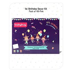 Babyhug 1st Birthday Decor Kit Pink - Pack of 48
