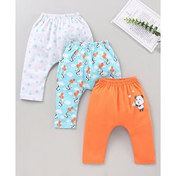 Babyhug Full Length Diaper Leggings Heart & Panda Print Pack Of 3 - Multicolor