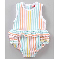 Babyhug 100% Cotton Striped Onesies - Multicolor