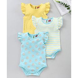 Babyhug 100% Cotton Short Sleeves Onesies Multi Print Pack of 3 - Multicolor