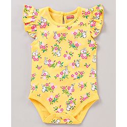 Babyhug 100% Cotton Flutter Sleeves Onesies Multi Print Pack of 3 - Multicolour