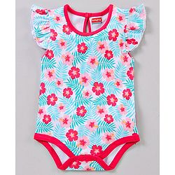 Babyhug 100% Cotton Flutter Sleeves Onesies Multi Print Pack of 3 - Multicolour
