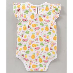 Babyhug 100% Cotton Short Sleeves Onesie Melon Print Pack of 3 - Pink Yellow
