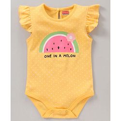 Babyhug 100% Cotton Short Sleeves Onesie Melon Print Pack of 3 - Pink Yellow