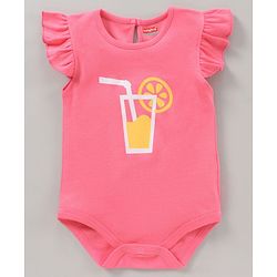 Babyhug 100% Cotton Short Sleeves Onesie Melon Print Pack of 3 - Pink Yellow
