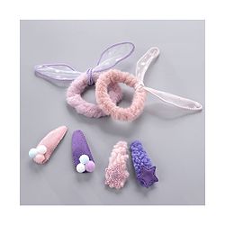 Babyhug Hair Rubber Bands And Snap Clips Pack of 6 - Peach & Purple