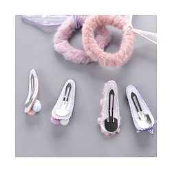 Babyhug Hair Rubber Bands And Snap Clips Pack of 6 - Peach & Purple