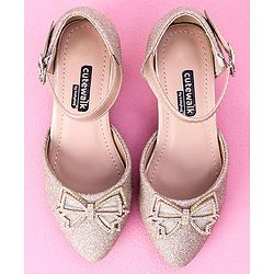 Cute Walk by Babyhug Sandals Bow & Stones Applique - Golden