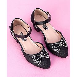 Cute Walk by Babyhug Sandals Bow & Stones Applique - Black