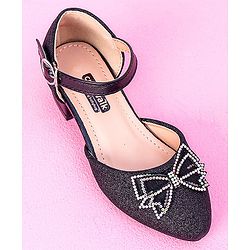 Cute Walk by Babyhug Sandals Bow & Stones Applique - Black