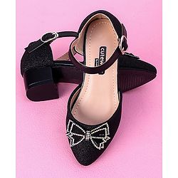 Cute Walk by Babyhug Sandals Bow & Stones Applique - Black