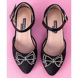 Cute Walk by Babyhug Sandals Bow & Stones Applique - Black