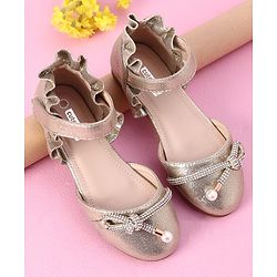Cute Walk by Babyhug Sandals with Lace Applique - Gold