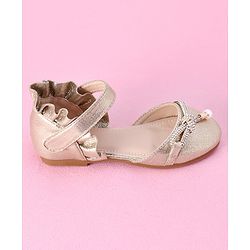 Cute Walk by Babyhug Sandals with Lace Applique - Gold