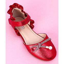 Cute Walk by Babyhug Sandals with Lace Applique - Red