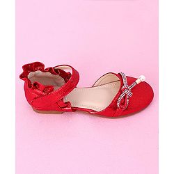 Cute Walk by Babyhug Sandals with Lace Applique - Red