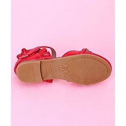 Cute Walk by Babyhug Sandals with Lace Applique - Red