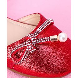 Cute Walk by Babyhug Sandals with Lace Applique - Red