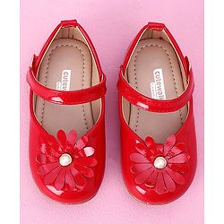 Cute Walk by Babyhug Sandals Floral & Beads Applique - Red