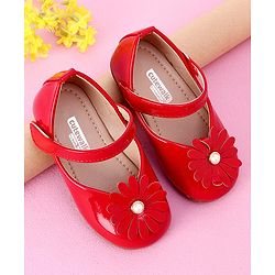 Cute Walk by Babyhug Sandals Floral & Beads Applique - Red