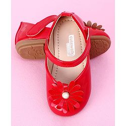 Cute Walk by Babyhug Sandals Floral & Beads Applique - Red
