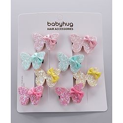 Babyhug Bow & Butterfly Hair Clips Pack of 8 - Multicolor