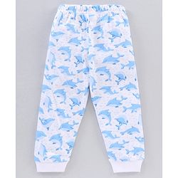 Babyhug Half Sleeves Quick Dry Night Suit Dolphin Print - Orange White