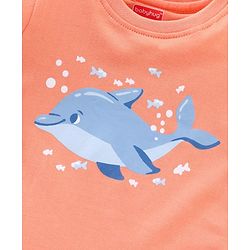 Babyhug Half Sleeves Quick Dry Night Suit Dolphin Print - Orange White