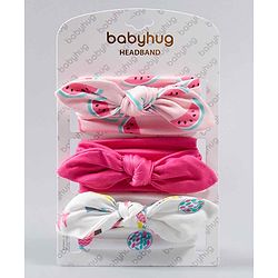 Babyhug Girls Headbands Pack of 3 - Pink and White
