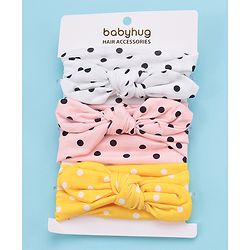 Babyhug Polka Dots Headbands Pack Of 3 - Multicolour
