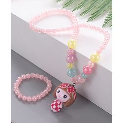 Babyhug Beaded Bracelet & Necklace With Doll Pendant Pack Of 2 - Pink