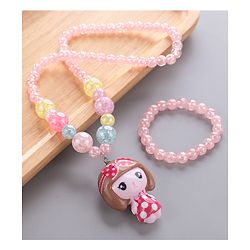 Babyhug Beaded Bracelet & Necklace With Doll Pendant Pack Of 2 - Pink