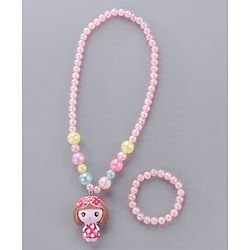 Babyhug Beaded Bracelet & Necklace With Doll Pendant Pack Of 2 - Pink