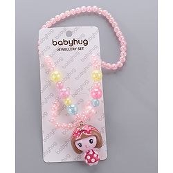 Babyhug Beaded Bracelet & Necklace With Doll Pendant Pack Of 2 - Pink