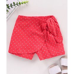 Babyhug Knee Length Knitted Skort Dot Print - Pink