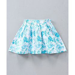 Babyhug Knee Length Cotton Skirt Floral Print- Blue