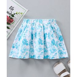 Babyhug Knee Length Cotton Skirt Floral Print- Blue