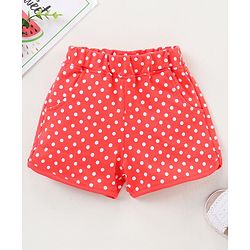 Babyhug Knit Knee Length Shorts Dot Print - Red