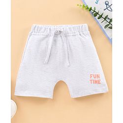 Babyhug Knit Solid Shorts Crab Applique - Melange Grey