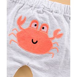 Babyhug Knit Solid Shorts Crab Applique - Melange Grey