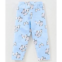 Babyhug Knit Full Length Butterfly Print Leggings - Blue