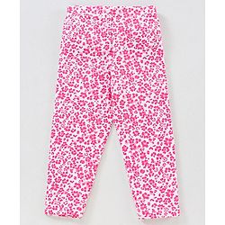 Babyhug Full Sleeves Leggins Floral Print - White Pink