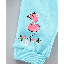 Babyhug Full Length Cotton Lounge Pant with Flamingo Print - blue