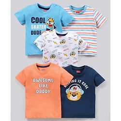 Babyhug Half Sleeves T-Shirts Multi Print Pack of 5 - Multicolor