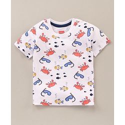 Babyhug Half Sleeves Cotton T-Shirts Multi-Print Pack of 3 - Blue White