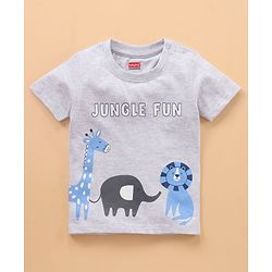 Babyhug Half Sleeves Cotton Striped and Animal Print T-shirts Pack of 3 - Blue Grey