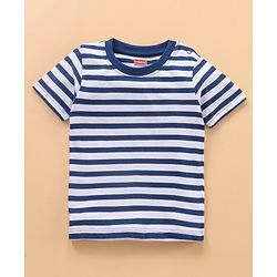 Babyhug Half Sleeves Cotton Striped and Animal Print T-shirts Pack of 3 - Blue Grey